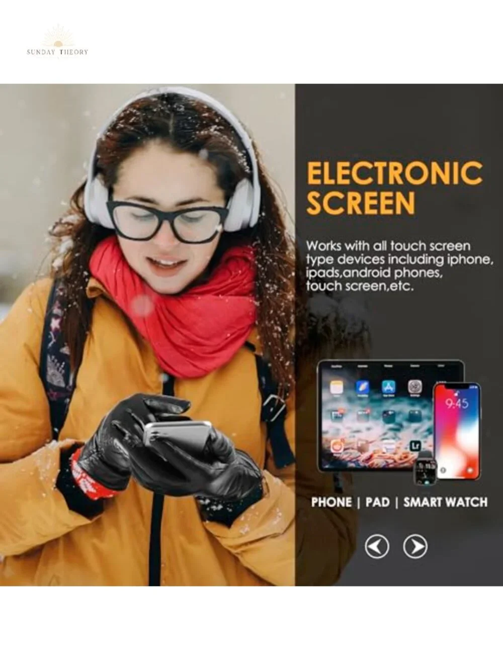 Genuine Sheepskin Leather Gloves with Cashmere Lining, Touchscreen Compatible